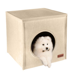Будиночок КУБИК ТМ HiDOG для собаки або кота, бежевий