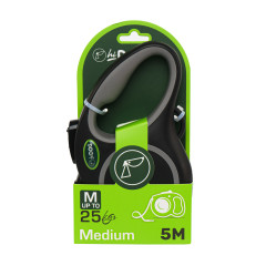 Повідець-рулетка ТМ HiDOG чорний, стрічка світло відбиваюча