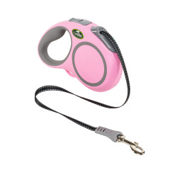 Повідець-рулетка ТМ HiDOG рожевий, до 15 кг, стрічка світло відбиваюча 5м