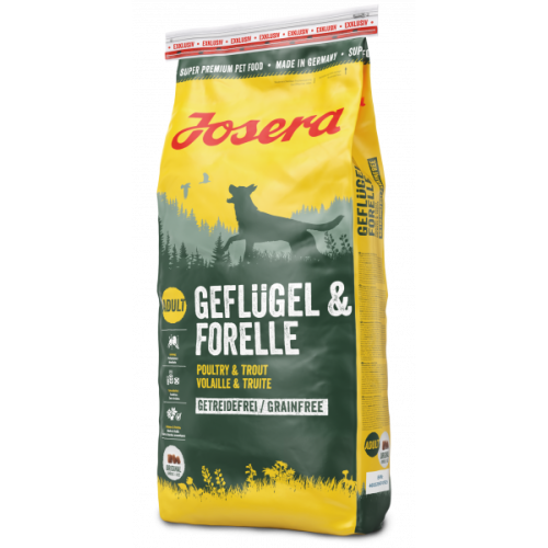 Сухий беззерновий корм для дорослих собак JOSERA Geflugel + Forelle (домашня птиця, форель), 15 кг