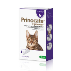Краплі на холку для котів KRKA «Prinocat» (Прінокат) №3, до 4-8 кг, 80мг / 8мг / 0,8мл 1 піпетка (від зовнішніх і внутрішніх паразитів)