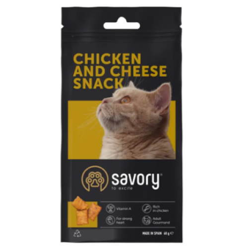 Ласощі для котів Savory Snack Chicken and Cheese 60 г (подушечки з куркою та сиром)